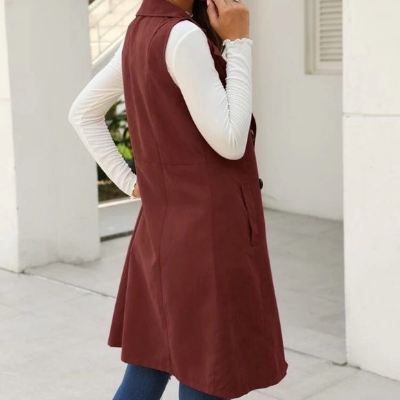 Double breasted button up trench coat vest black - Picture 4 of 8